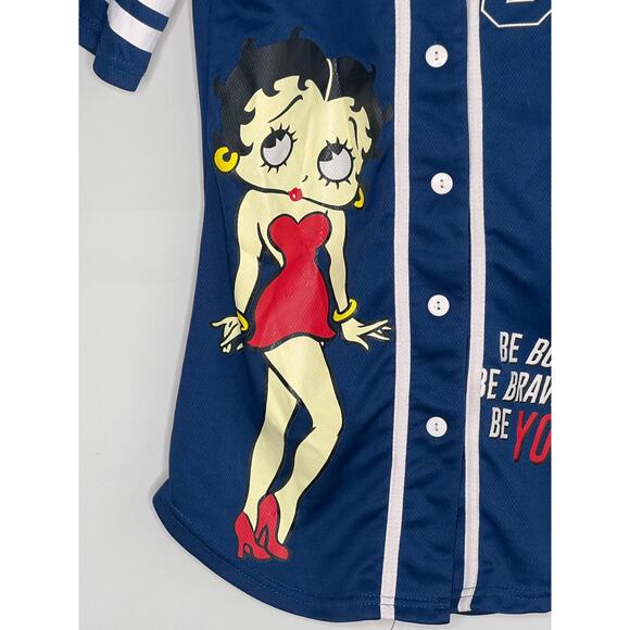 Betty Boop Infinite Possibilities Graphic Button Down Jersey Blue S - Picture 4 of 6